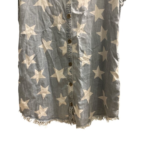 Easel Women's Stars Dress Distressed Washed Denim Size Size Small 100% Cotton - Picture 5 of 7